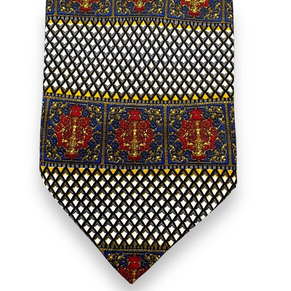 Tutto Matto Mens Silk Dress‎ Tie Made in Italy Red Geometric Pattern 58 3.75 - Picture 5 of 10